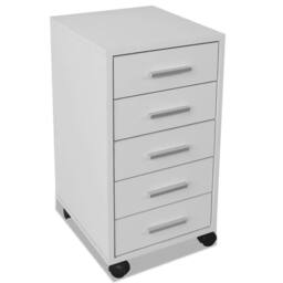 Berkfield Home Office Drawer Unit with Castors 5 Drawers White - thumbnail 4