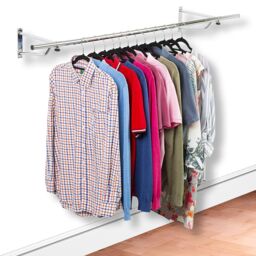 House of Home Clothes Rail Wall Mounted Garment Hanging Wardrobe Rack Storage Size 4ft Long in Silver - thumbnail 1
