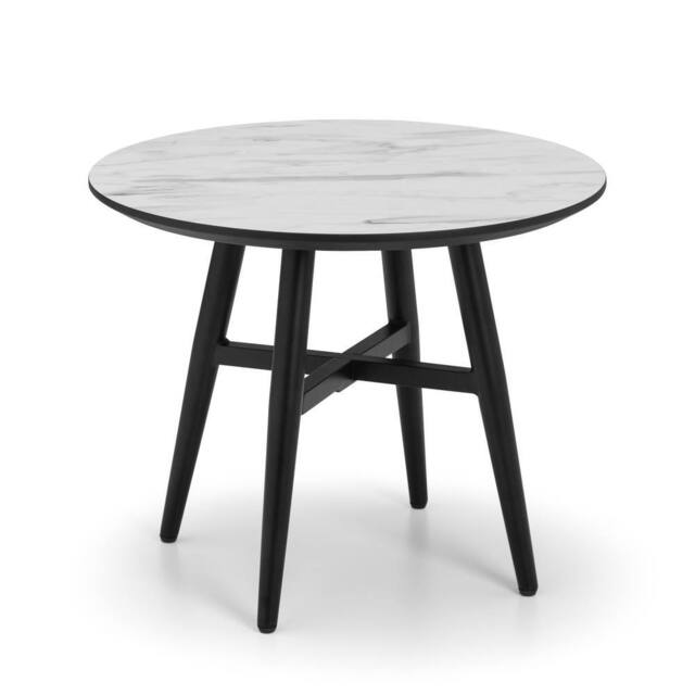 Cheshire Valdore Marble Effect Lamp Table in White Marble & Black - image 1
