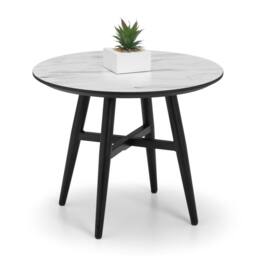 Cheshire Valdore Marble Effect Lamp Table in White Marble & Black - thumbnail 2