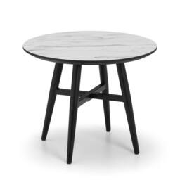 Cheshire Valdore Marble Effect Lamp Table in White Marble & Black - thumbnail 1
