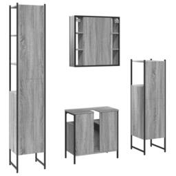 Berkfield Home Stylish 4 Piece Bathroom Cabinet Set Grey Sonoma Engineered Wood - thumbnail 8