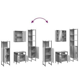 Berkfield Home Stylish 4 Piece Bathroom Cabinet Set Grey Sonoma Engineered Wood - thumbnail 9