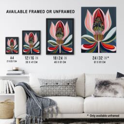 "Artery8 Magic Lotus Flower Psychedelic Bloom Design Wall Art Print - Size: W12"" x H16""" - thumbnail 3