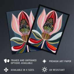 "Artery8 Magic Lotus Flower Psychedelic Bloom Design Wall Art Print - Size: W12"" x H16""" - thumbnail 2