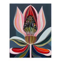 "Artery8 Magic Lotus Flower Psychedelic Bloom Design Wall Art Print - Size: W12"" x H16""" - thumbnail 1