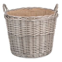 Red Hamper Wicker Antique Wash Finish Lined Log Baskets in Grey - thumbnail 2