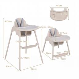 CASART 4-in-1 Baby High Chair Convertible Highchair w/5-Point Safety Harness in Beige - thumbnail 2