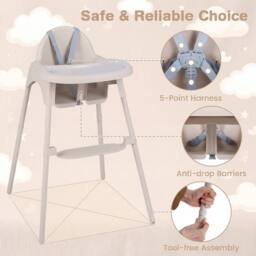 CASART 4-in-1 Baby High Chair Convertible Highchair w/5-Point Safety Harness in Beige - thumbnail 4