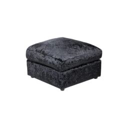 LUXURY LIFE Dylan Crushed Velvet Fabric Footstool in Black - thumbnail 2