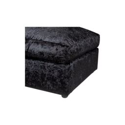 LUXURY LIFE Dylan Crushed Velvet Fabric Footstool in Black - thumbnail 3