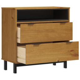 Berkfield Home Drawer Cabinet FLAM 80x40x80 cm Solid Wood Pine in Brown - Size: 80 x 40 x 80 cm - thumbnail 4