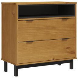Berkfield Home Drawer Cabinet FLAM 80x40x80 cm Solid Wood Pine in Brown - Size: 80 x 40 x 80 cm - thumbnail 2
