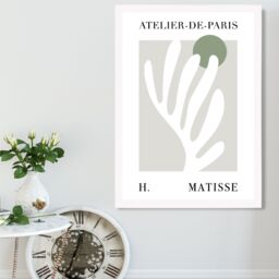 ARTZE Matisse Floral Cutout Sage Green Exhibition Framed Print SIZE: A3 with White Frame in Pale Green - Size: A4 - thumbnail 2