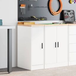 Berkfield Home Garage Storage Cabinet White 30x51x85 cm Solid Wood Pine - Size: 30 x 51 x 85 cm - thumbnail 3