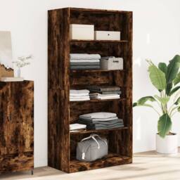 Berkfield Home Wardrobe Smoked Oak 100x50x200 cm Engineered Wood in Brown - Size: 100 x 50 x 200 cm - thumbnail 2