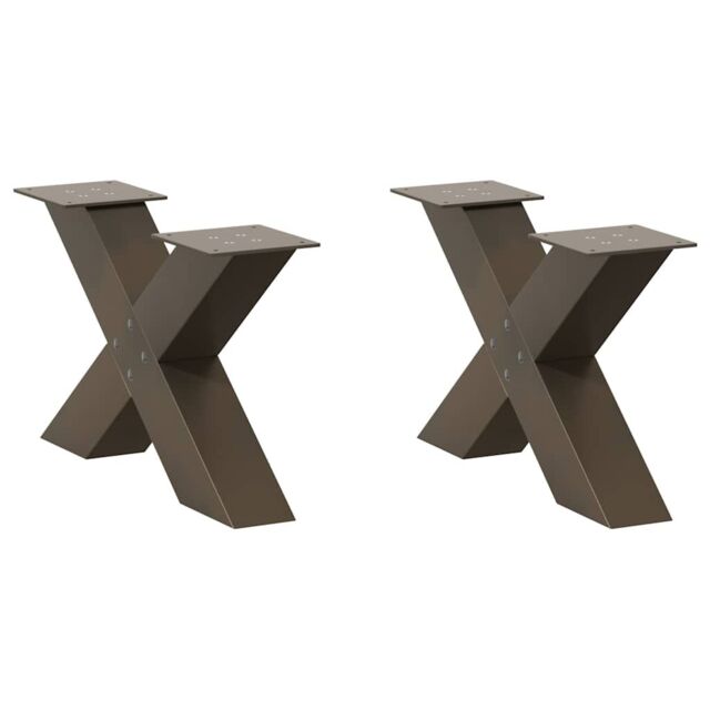 Berkfield Home Coffee Table Legs X-Shaped 2 pcs Natural Steel 50x(30-31) cm Steel in Brown - image 1