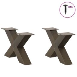 Berkfield Home Coffee Table Legs X-Shaped 2 pcs Natural Steel 50x(30-31) cm Steel in Brown - thumbnail 3