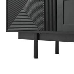 ModernLuxe TV cabinet stand with 2 drawers, doors & open shelf for 80 inch TV in Black - thumbnail 9