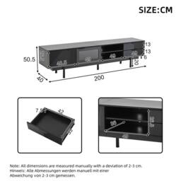 ModernLuxe TV cabinet stand with 2 drawers, doors & open shelf for 80 inch TV in Black - thumbnail 5