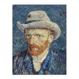 "Artery8 Self Portrait Grey Felt Hat Van Gogh Vintage Wall Art Print Poster in Blue - Size: W12"" x H16""" - thumbnail 1