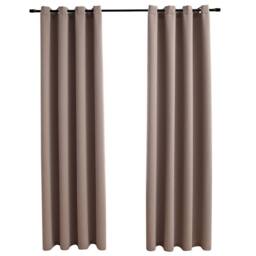 Berkfield Home Elegant Blackout Curtains with Metal Rings 2 pcs Taupe 140x225 cm - thumbnail 3