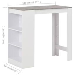 Berkfield Home Beautiful Bar Table with Shelf White 110x50x103 cm - Size: 110 x 50 x 103 cm - thumbnail 6