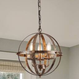 NIVOR 3 Light Industrial Globe Vintage Chandelier Spherical Pendant E14 in Gold