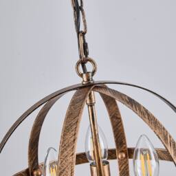 NIVOR 3 Light Industrial Globe Vintage Chandelier Spherical Pendant E14 in Gold - thumbnail 7