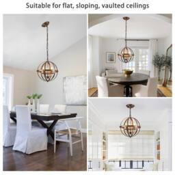 NIVOR 3 Light Industrial Globe Vintage Chandelier Spherical Pendant E14 in Gold - thumbnail 5