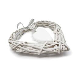 Voltico Heart Wicker Hanging Decoration with Wooden Heart Charm, 2 Colours in White - thumbnail 3