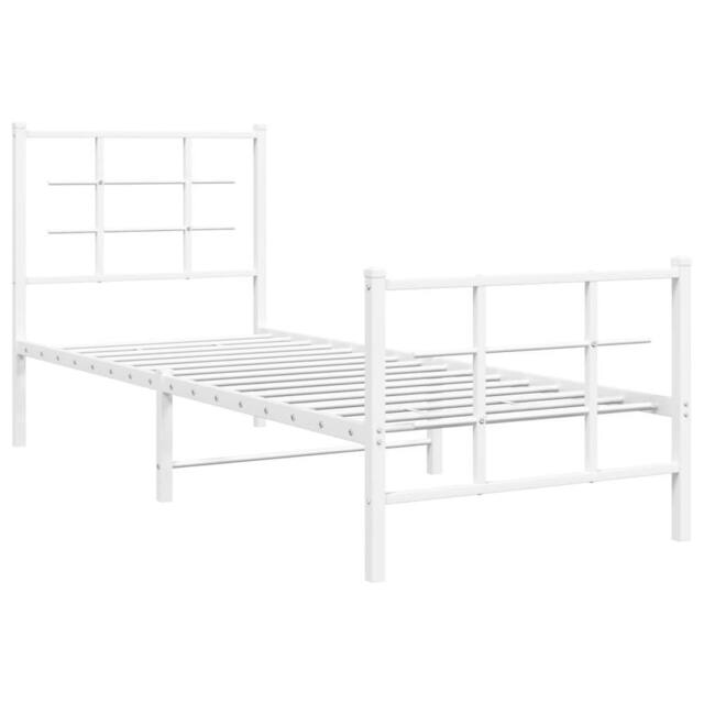 Berkfield Home Metal Bed Frame without Mattress with Footboard White 75x190cm - Size: 75x190 cm - image 1
