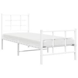 Berkfield Home Metal Bed Frame without Mattress with Footboard White 75x190cm - Size: 75x190 cm - thumbnail 4