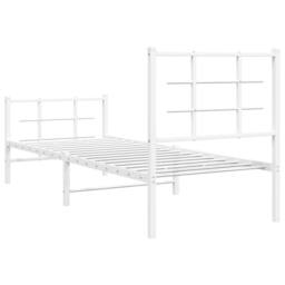 Berkfield Home Metal Bed Frame without Mattress with Footboard White 75x190cm - Size: 75x190 cm - thumbnail 7
