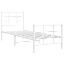 Berkfield Home Metal Bed Frame without Mattress with Footboard White 75x190cm - Size: 75x190 cm - thumbnail 1