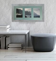 Frames & Mirrors 4U Metro Mineral Grey Frame with Blue Mount for 3 Image Sizes 7 x 5 Inch in Mid Grey - thumbnail 4