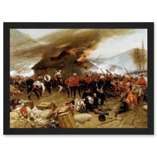 Artery8 De Neuville Defence Rorke's Drift Painting Britain Military Artwork Framed Wall Art Print A4 in Black - image 1