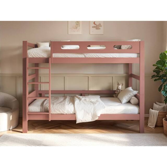 Flair Elijah Detachable Wooden Bunk Bed in Pink - Size: Single - image 1
