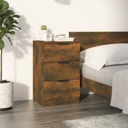 Berkfield Home Modern Bedside Cabinet Smoked Oak 40x36x65 cm in Brown - Size: 40 x 36 x 65 cm - thumbnail 2