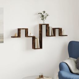 Berkfield Home Wall Shelf Smoked Oak 104.5x10x43 cm Engineered Wood in Brown - thumbnail 3