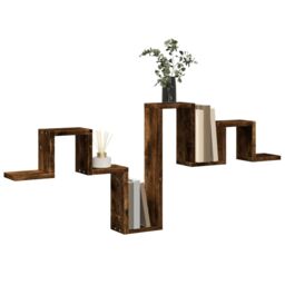 Berkfield Home Wall Shelf Smoked Oak 104.5x10x43 cm Engineered Wood in Brown - thumbnail 4