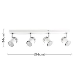 ValueLights Rosie Spotlight 4 Way White Ceiling Bar Spotlight - thumbnail 6
