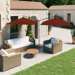 Berkfield Home Double Garden Parasol with Steel Pole Terracotta 600x300 cm in Brown - thumbnail 1