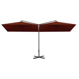 Berkfield Home Double Garden Parasol with Steel Pole Terracotta 600x300 cm in Brown - thumbnail 3