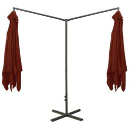 Berkfield Home Double Garden Parasol with Steel Pole Terracotta 600x300 cm in Brown - thumbnail 4