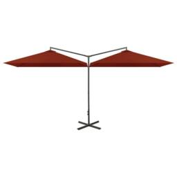 Berkfield Home Double Garden Parasol with Steel Pole Terracotta 600x300 cm in Brown - thumbnail 2