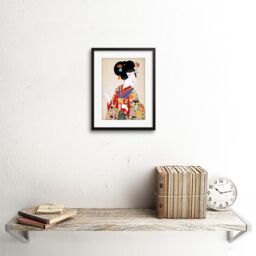 "Artery8 Wall Art Print Chikanobu True Beauty Kimono Japan Framed in Black - Size: W7"" x H9""" - thumbnail 2