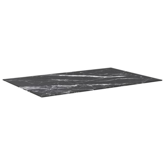 Berkfield Home Table Top Black 100x62 cm 8mm Tempered Glass with Marble Design - image 1