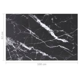 Berkfield Home Table Top Black 100x62 cm 8mm Tempered Glass with Marble Design - thumbnail 6
