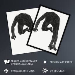 Artery8 Man muscles Anatomical silhouette study Stolk Framed Wall Art Print in White - Size: A4 - thumbnail 2